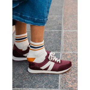 Kizik Women’s Milan Burgundy Merlot Sleek Retro Inspired Nylon Sneaker